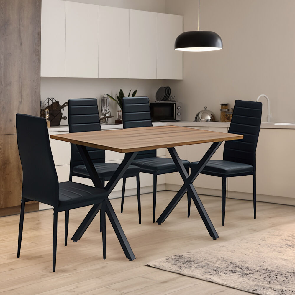 Comedor Bristol Mesa 70x75x120 4 Sillas Pu Negro image number 1.0