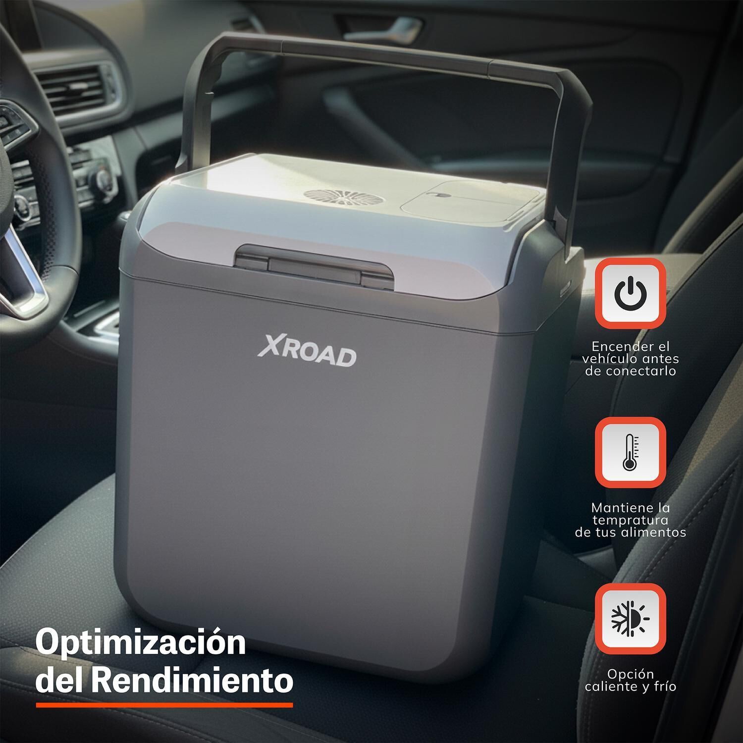 Cooler El&eacute;ctrico Port&aacute;til 25 Lts Gris 12v Xroad image number 2.0