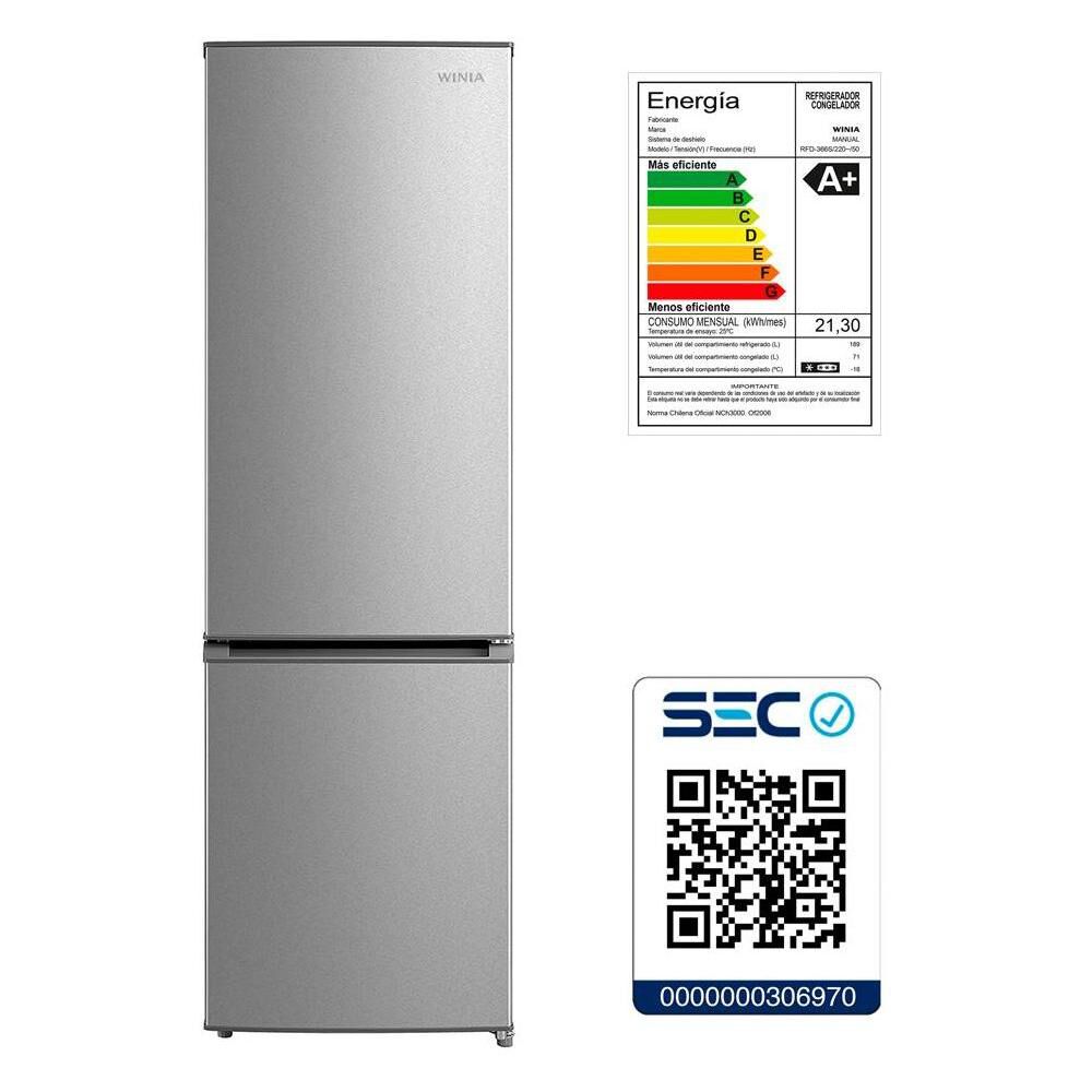 Refrigerador Bottom freezer Winia RFD366S / Fr&iacute;o Directo / 260 Litros image number 7.0