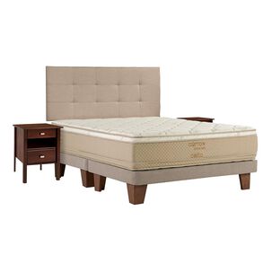 Cama Europea Celta Cotton Organic / King / Base Dividida + Set De Maderas