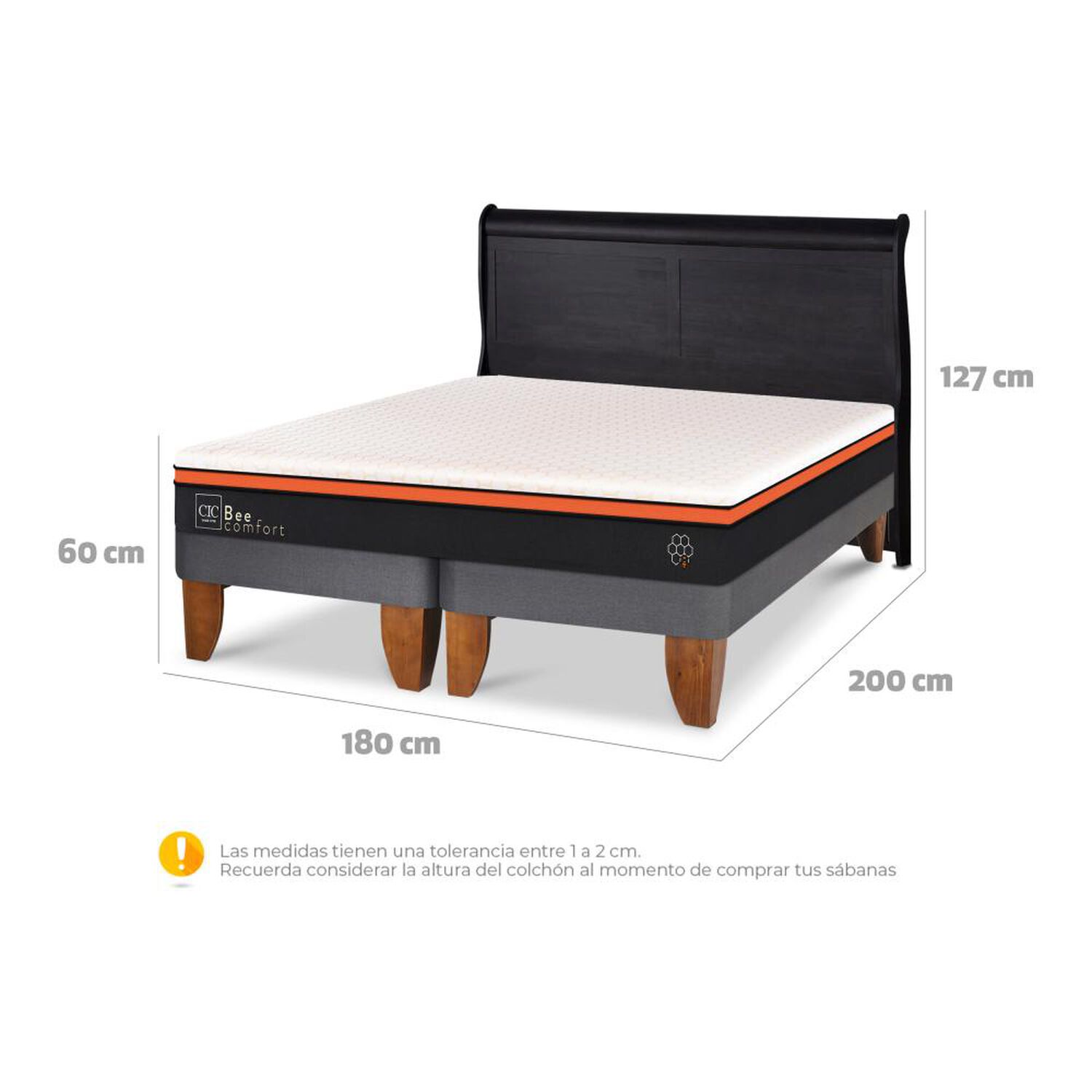 Cama Europea Cic Beecomfort / King / Base Dividida + Respaldo image number 5.0