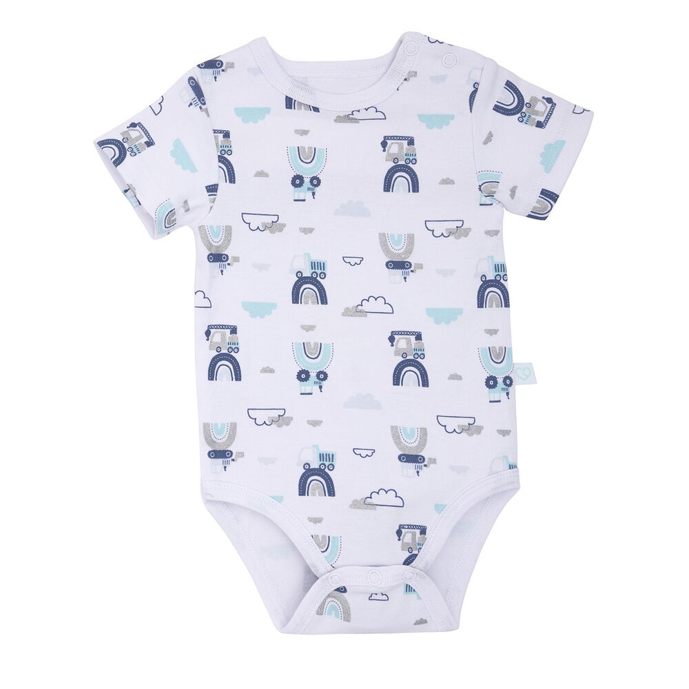 Set 2 Bodys Manga Corta Gris Transportes Ni&ntilde;o 6-9 Meses image number 3.0