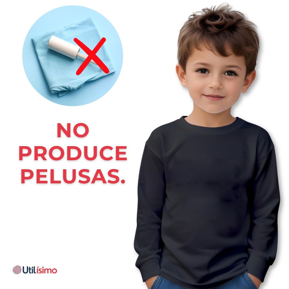 Camiseta Algod&oacute;n Primera Capa Manga Larga Ni&ntilde;o Negro Blanco image number 7.0