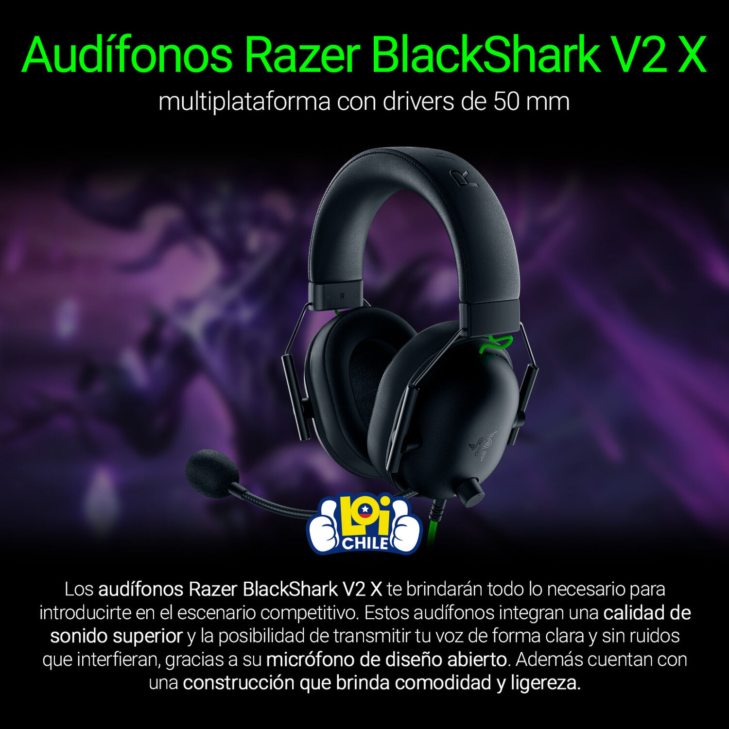 Aud&iacute;fonos Gamer Razer Blackshark V2 X Black image number 4.0