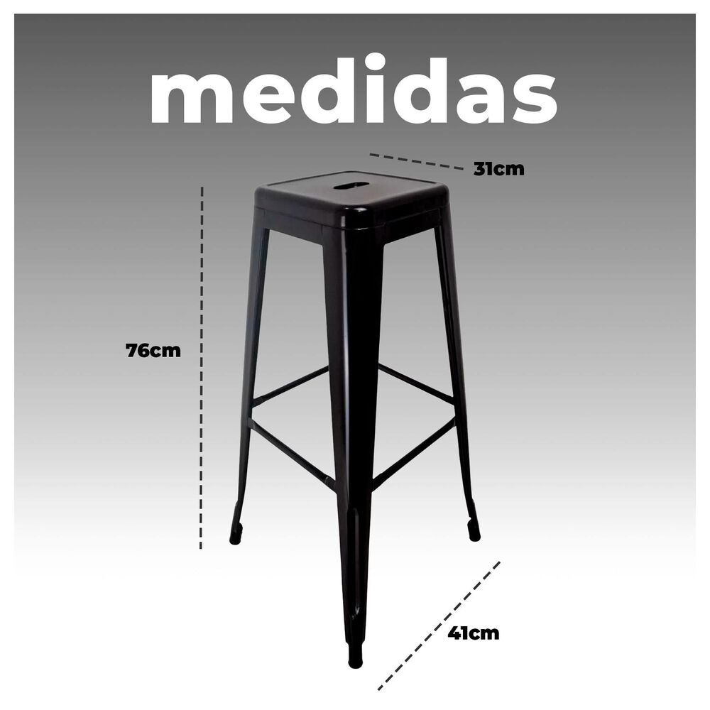 Pack 2 Taburete En Acero Ideal Para Bares, Cocina Y Restaurante image number 5.0