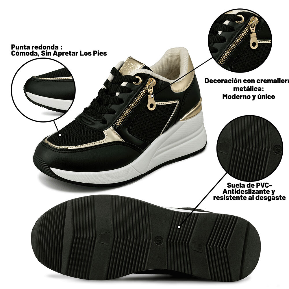 Zapatilla Deportiva Taco Cuña Malla Mujer Weide Jll60 image number 7.0