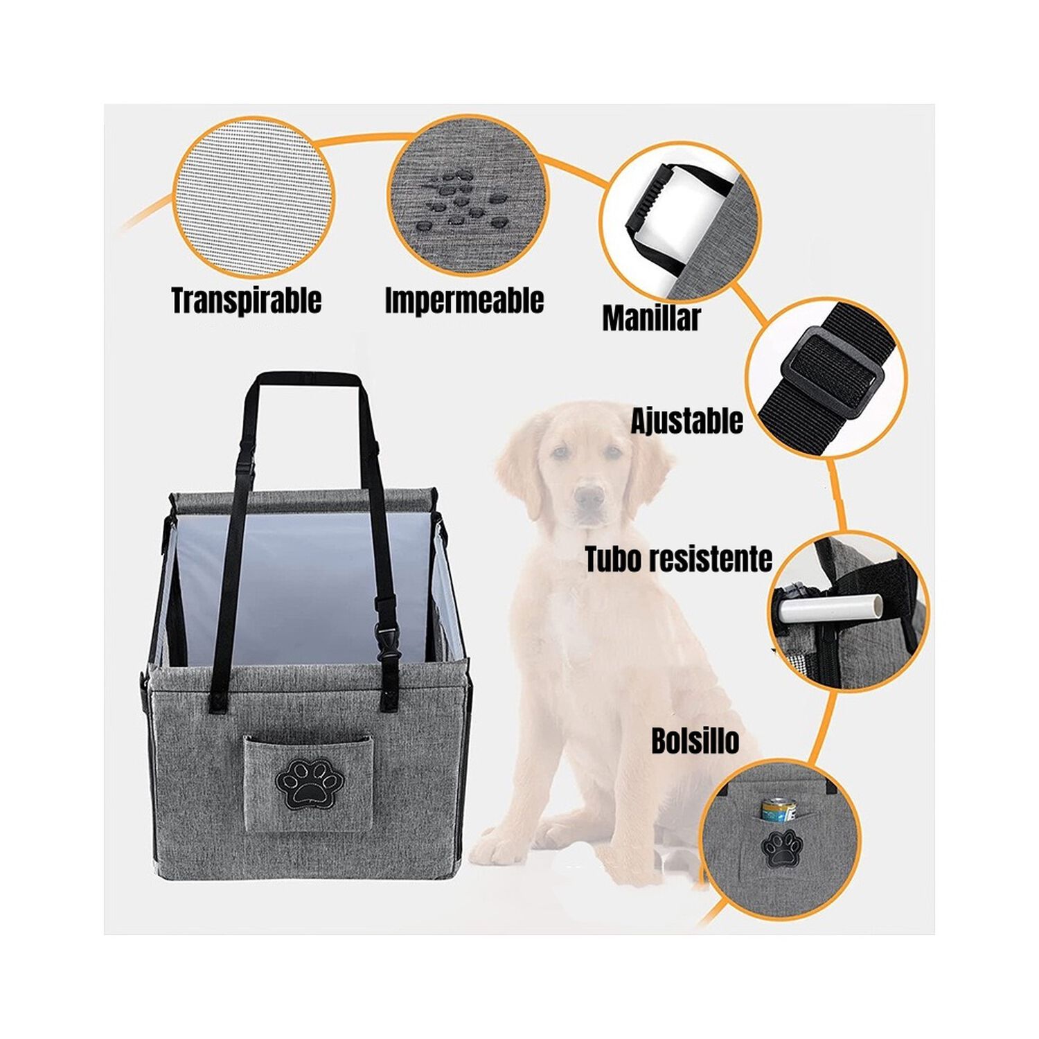 Asiento De Auto 49cm Perros Plegable Con Protector Guard image number 2.0