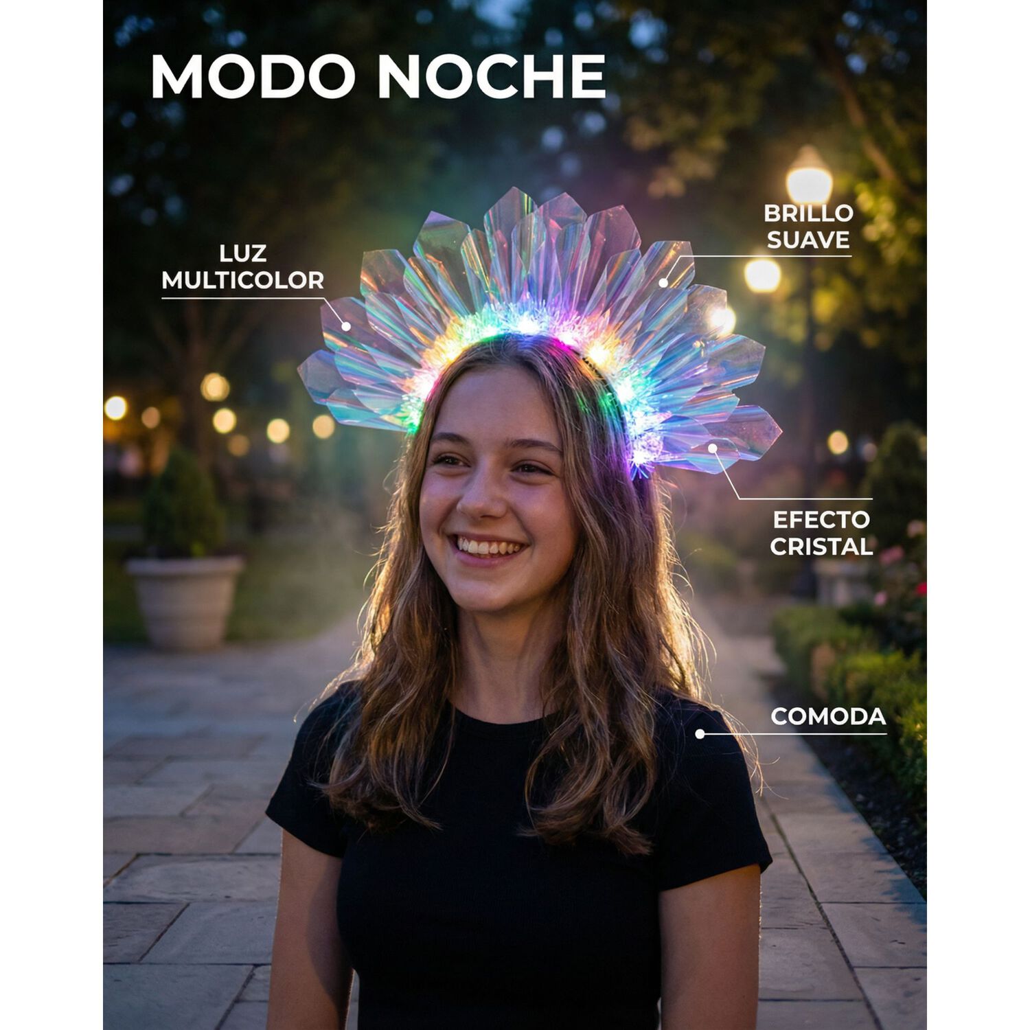 Diadema Corona Led Tipo Cristal Para Halloween Y Cosplay image number 3.0