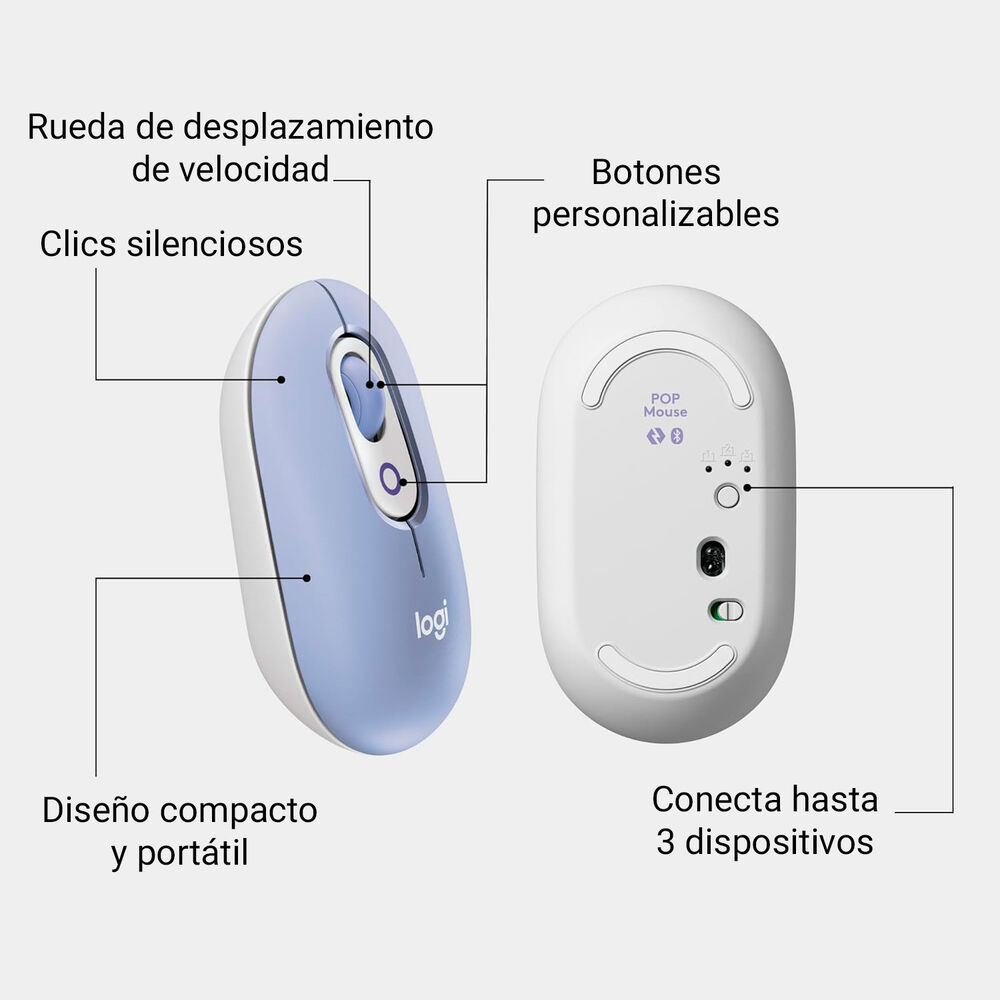 Kit Teclado Y Mouse Inalámbricos Logitech Pop Icon Lila image number 2.0