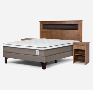 Cama Europea Rosen New Style 6 / 2 Plazas / Base Normal + Set De Maderas Ferrara