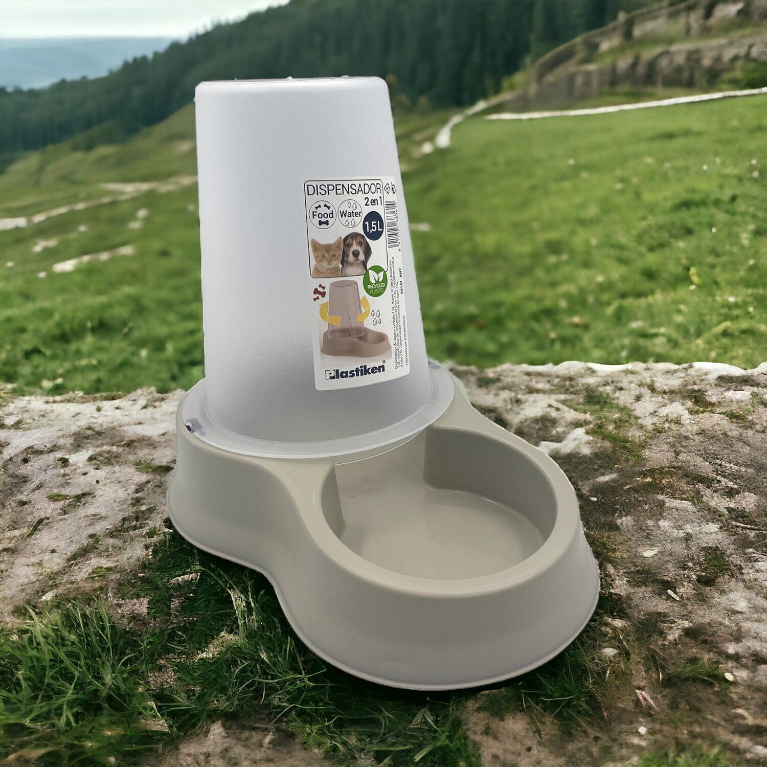 Dispensador Mascota Agua Y Comida 1,5 Litros Beige Plastiken image number 2.0
