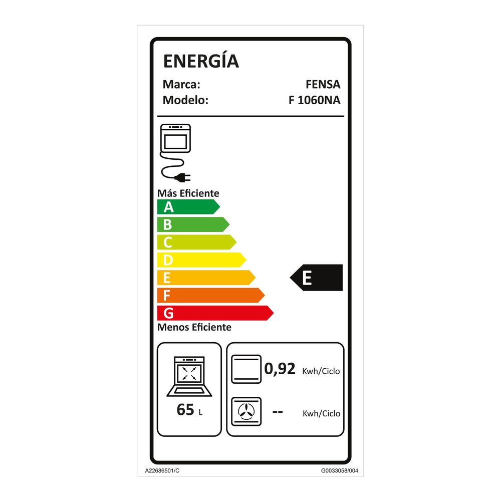 Horno Empotrable El&eacute;ctrico 66l F 1060n A Negro image number 9.0