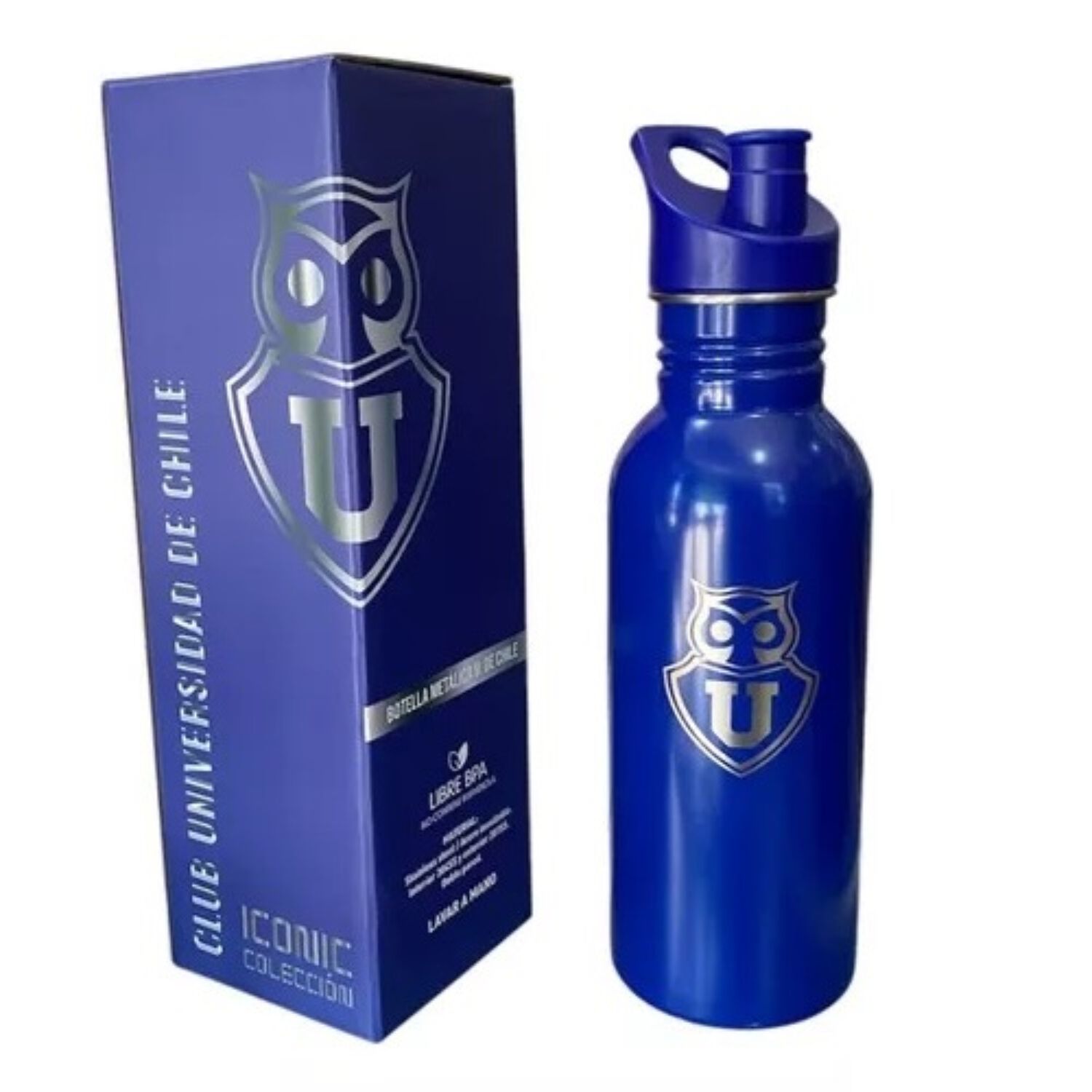 Botella Metalica Universidad De Chile 600ml Keep Color Azul image number 1.0