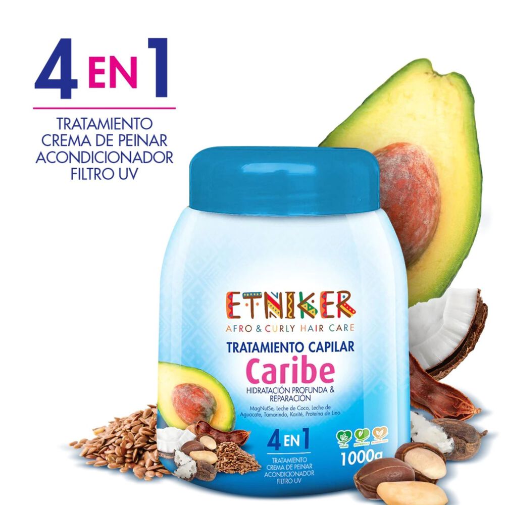Tratamiento Capilar Afro And Curly Etniker Caribe 4 En 1 De 1000gr image number 0.0