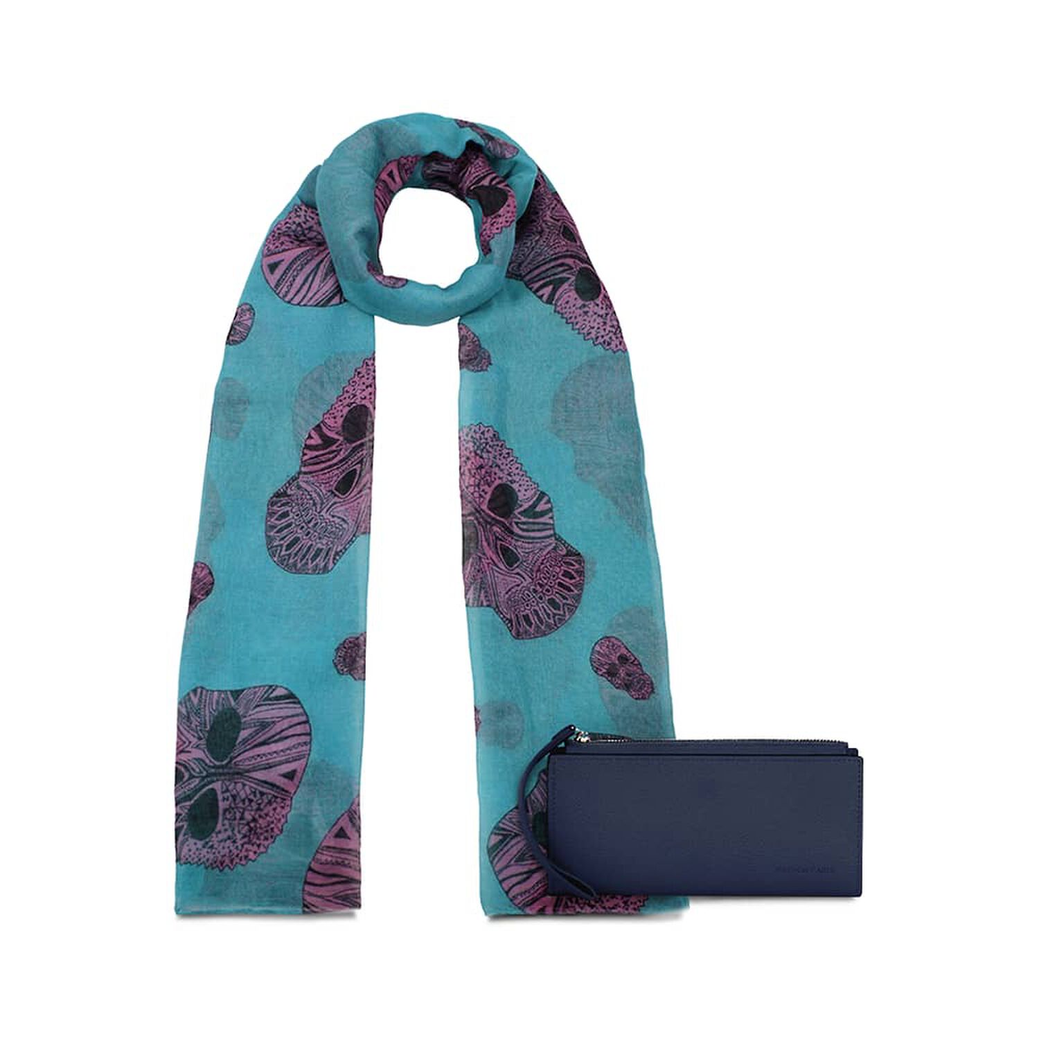 Pack Billetera Delia Azul + Pa&ntilde;uelo Omani Turquesa Carven image number 0.0