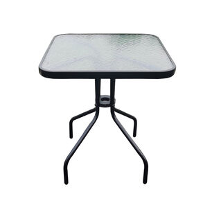 Mesa De Terraza De Vidrio Y Acero Cuadrada Negro