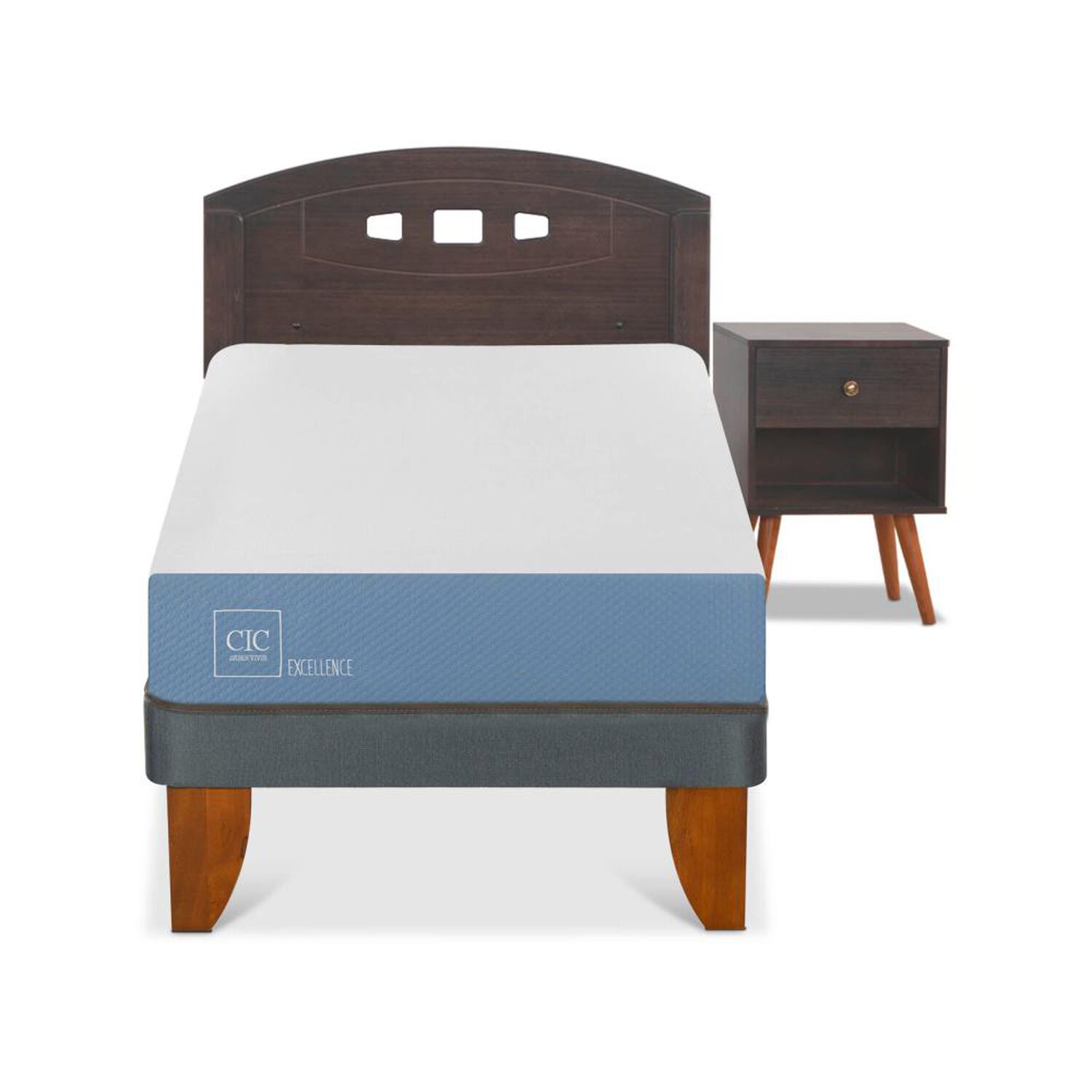 Cama Europea Cic Excellence / 1 Plaza / Base Normal + Set De Maderas image number 0.0