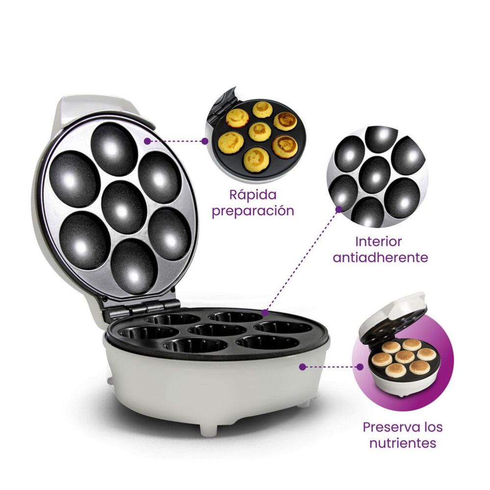 Maquina Para Hacer Cupcakes 7 Magdalenas 800w Bccm012 Blanik image number 2.0