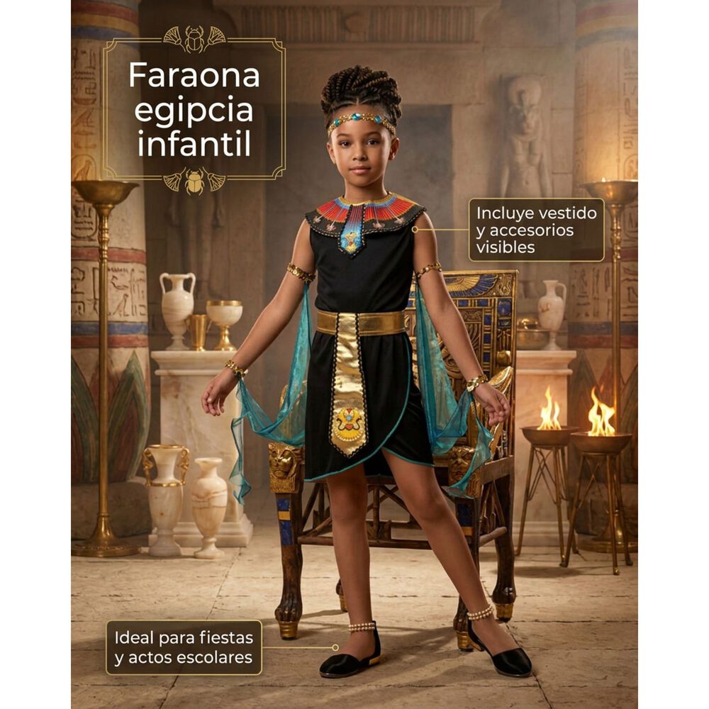 Disfraz Princesa Egipcia Realeza Infantil image number 3.0
