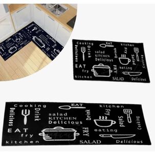 Alfombra Cocina Piso Entrada Antideslizante Negro