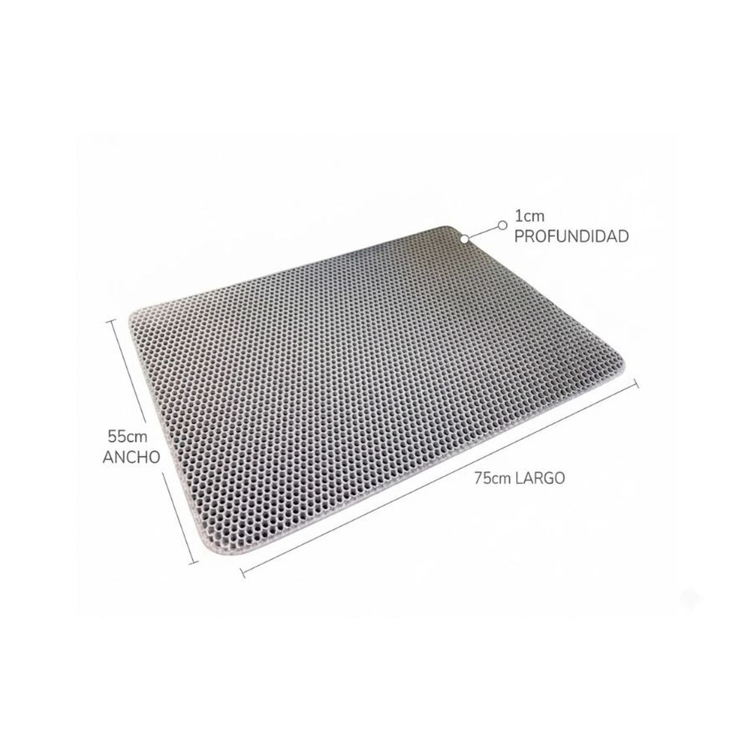 Alfombra Atrapa Arena De Gatos Tapete Arenero Doble Capa Gris 55x75 image number 4.0