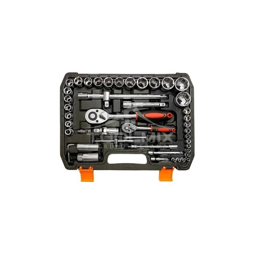 Juego Dados Con Llaves Y Chicharra 1/2'' Y 1/4'' 61pc Maleta image number 0.0