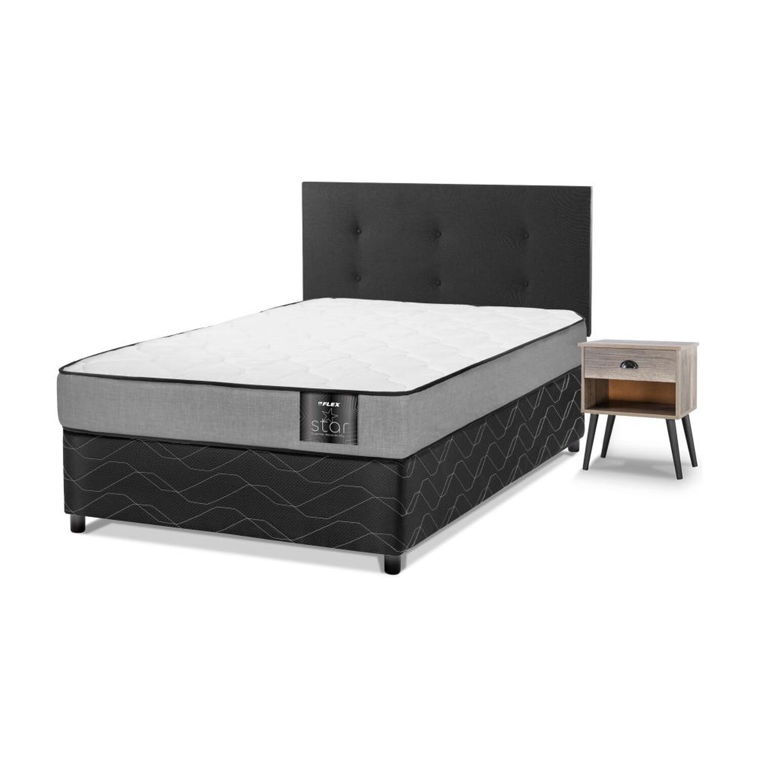 Cama Americana Flex Star / 1 Plaza / Base Normal + Set De Maderas image number 0.0