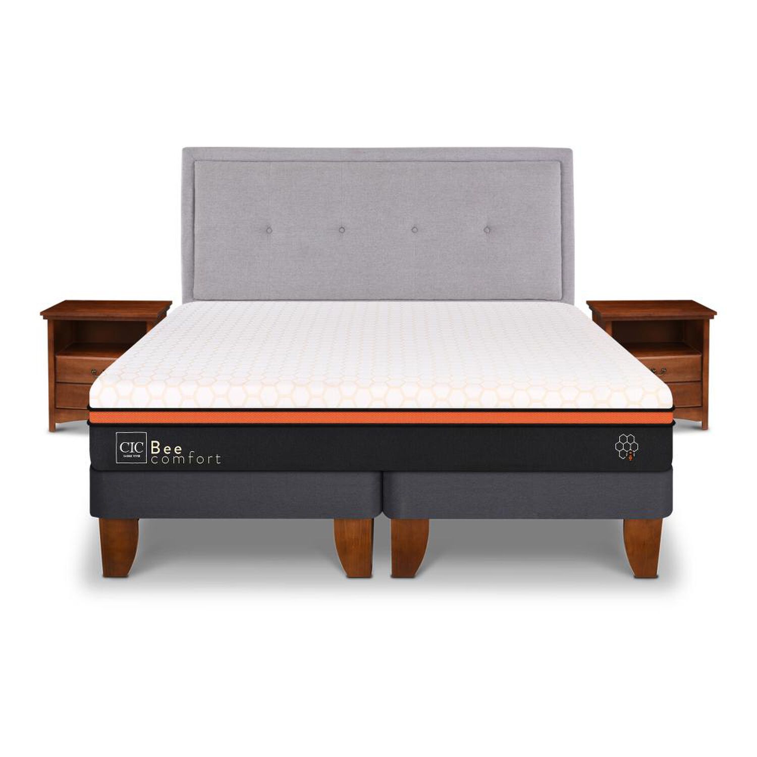 Cama Europea Cic Bee Comfort / King / Base Dividida + Set De Maderas image number 0.0