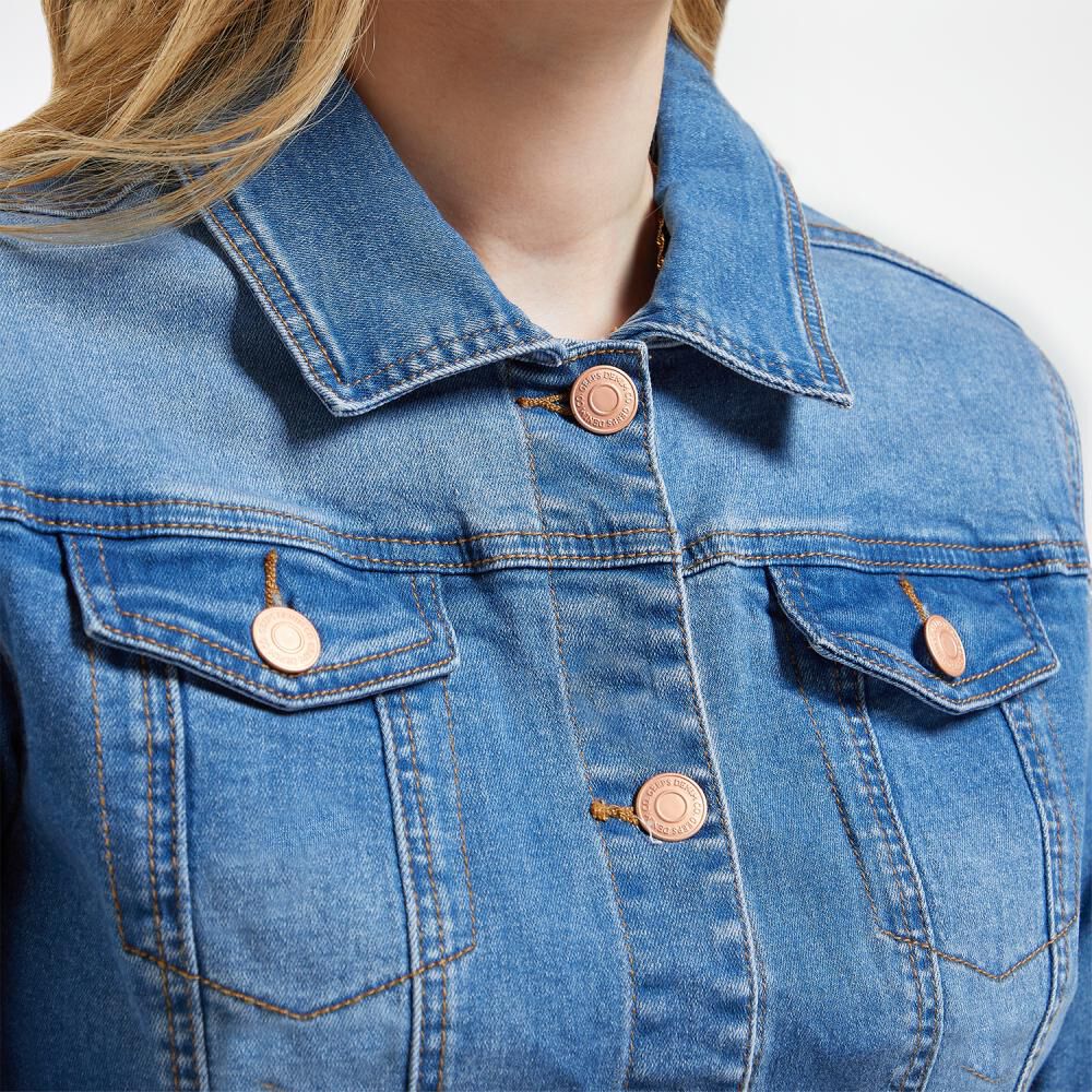 Chaqueta Básica Denim Regular Mujer Geeps image number 4.0