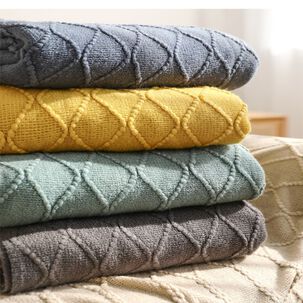  Manta Decorativa Tejida Con Flecos Medida 180cm X 130cm Color Turquesa