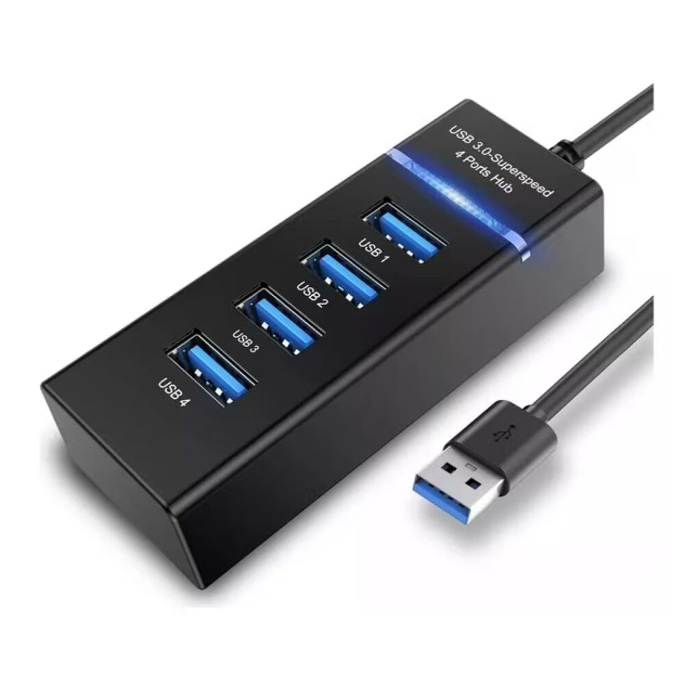 Adaptador Hub Usb 3.0 4 Puertos Luz Indicadora Negro Hb30n image number 2.0