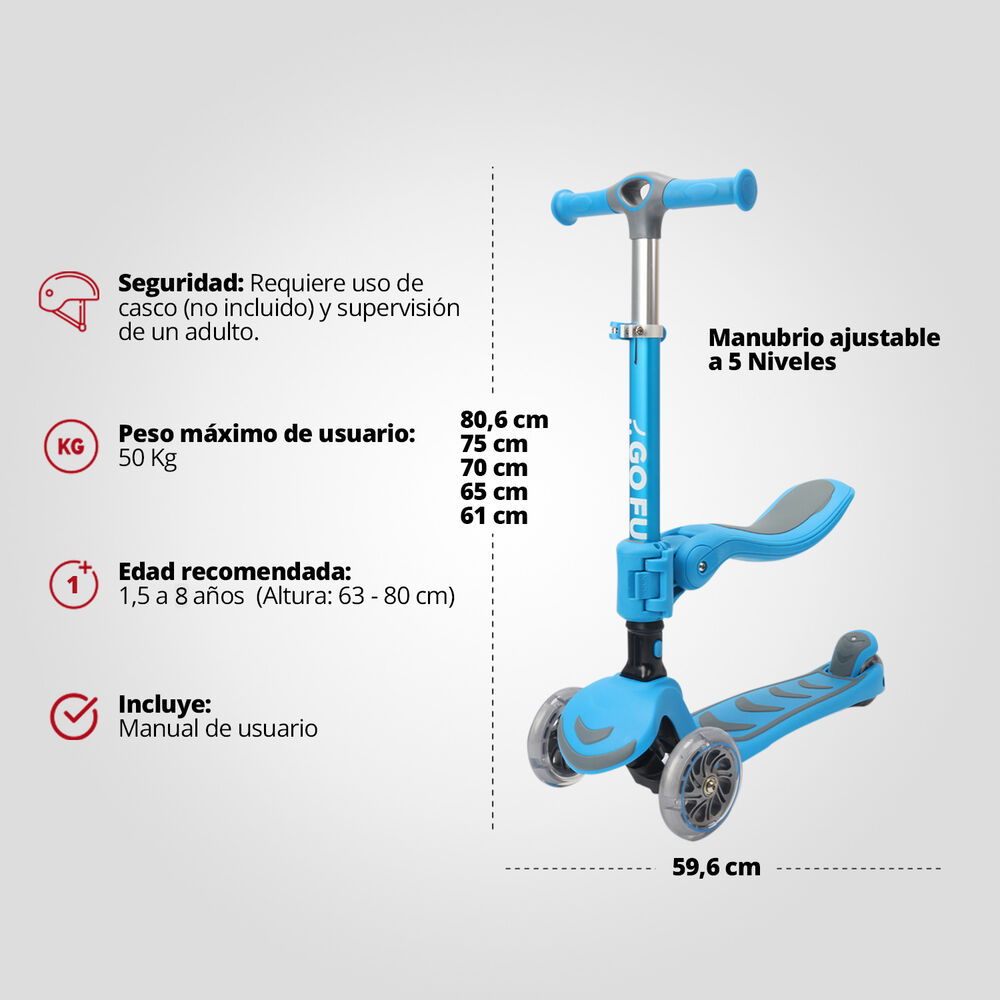 Scooter Infantil 2 En 1 Go Fun Azul image number 2.0