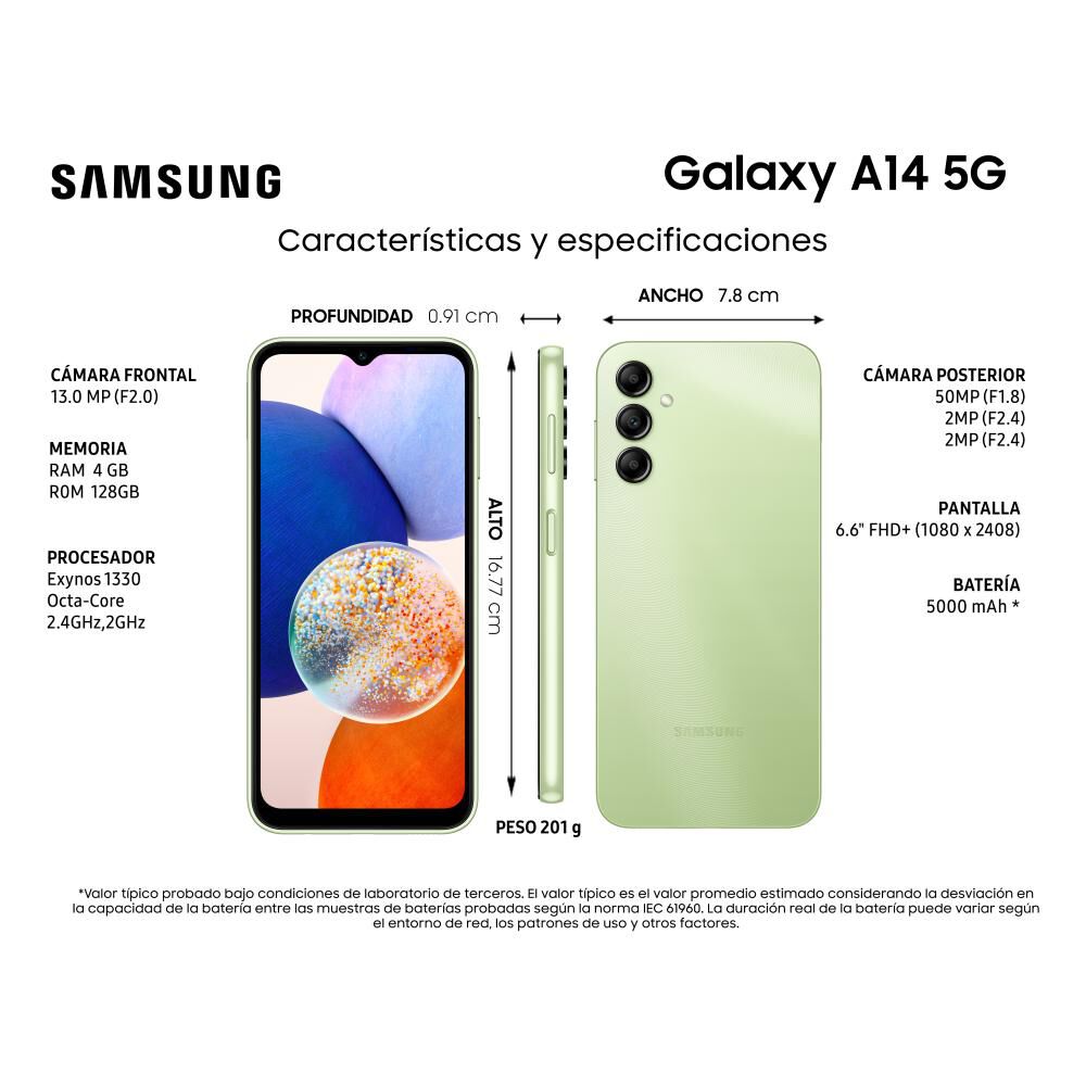 Smartphone Samsung Galaxy A14 / 5G / 128 GB / Liberado image number 2.0