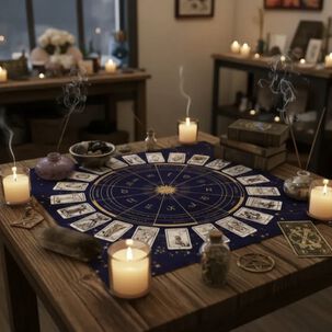 Mantel Para Tarot Y Or&aacute;culos Zod&iacute;aco 49 X 49 Cm