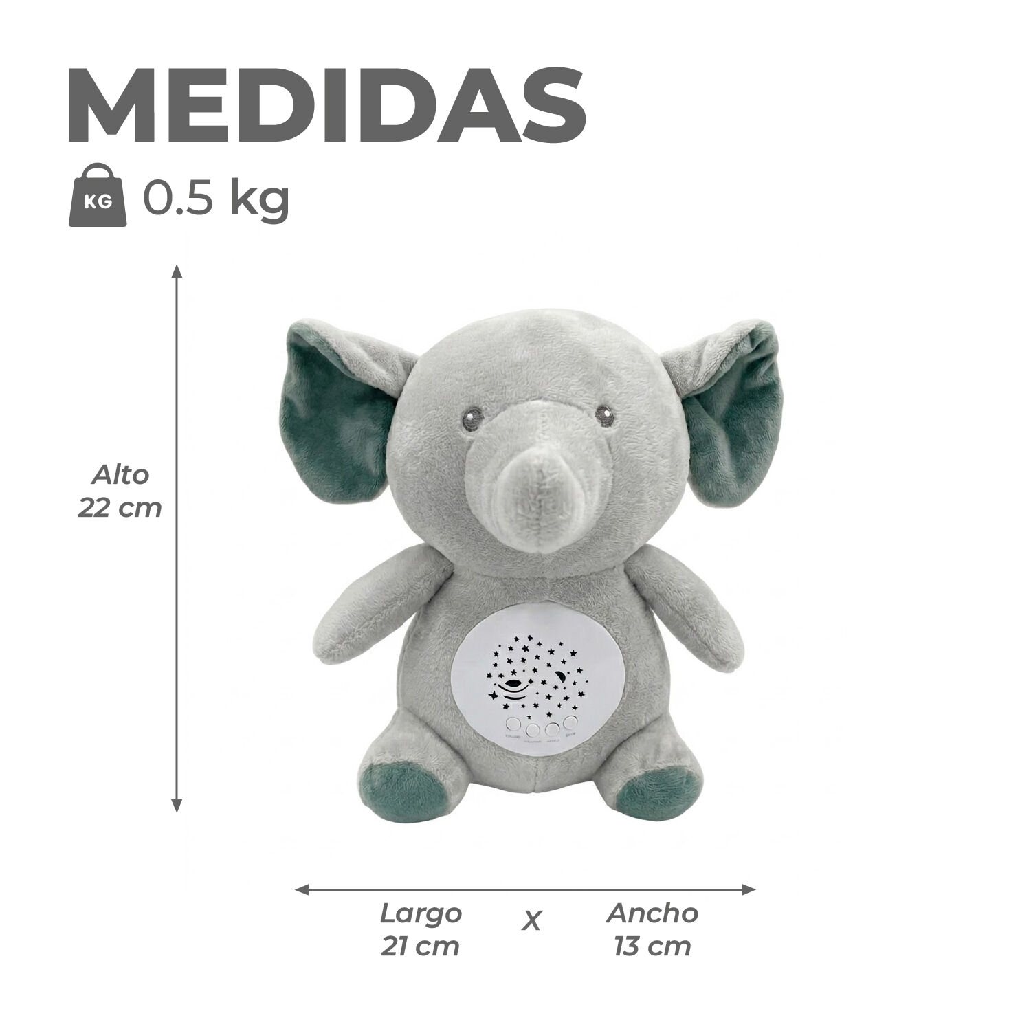 Elefante De Peluche Con Proyector De M&uacute;sica Y Luz image number 1.0