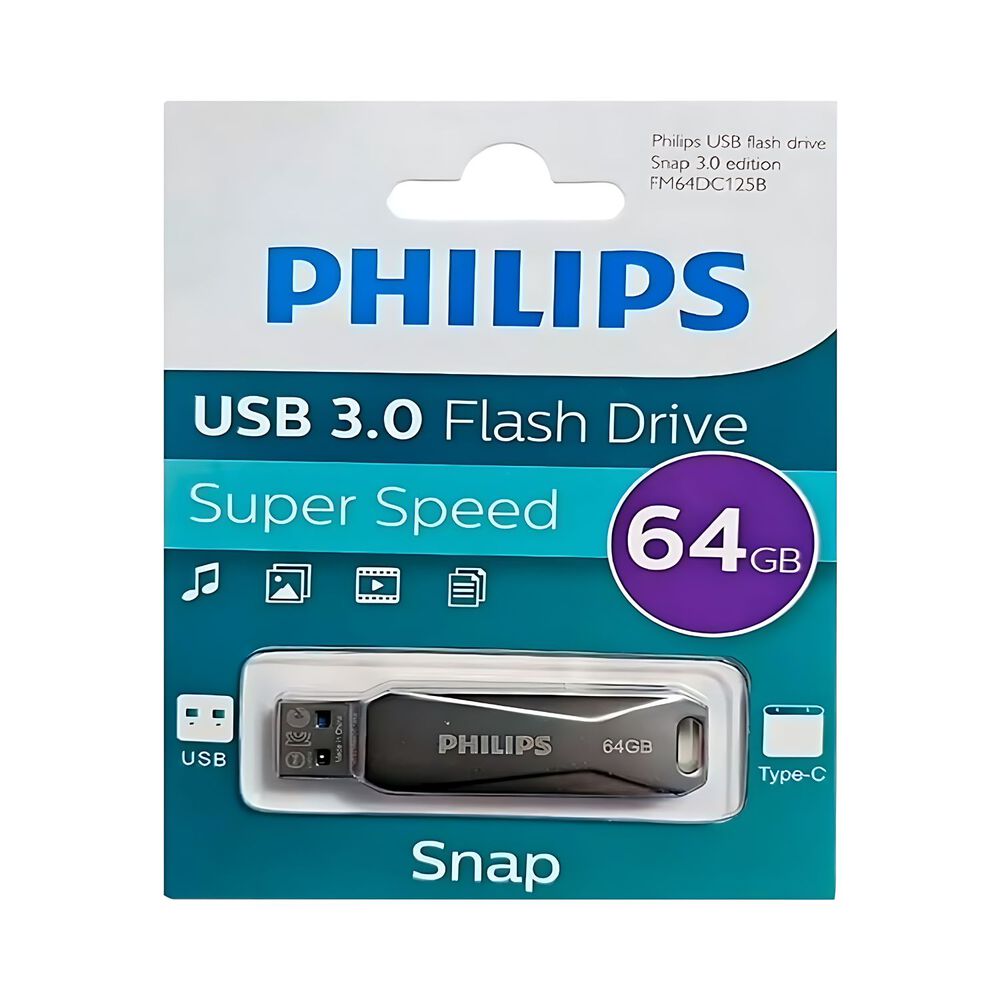 Pendrive Philips Snap 64gb Usb 3.0 Y Tipo C Fm64dc125b - Ps image number 0.0