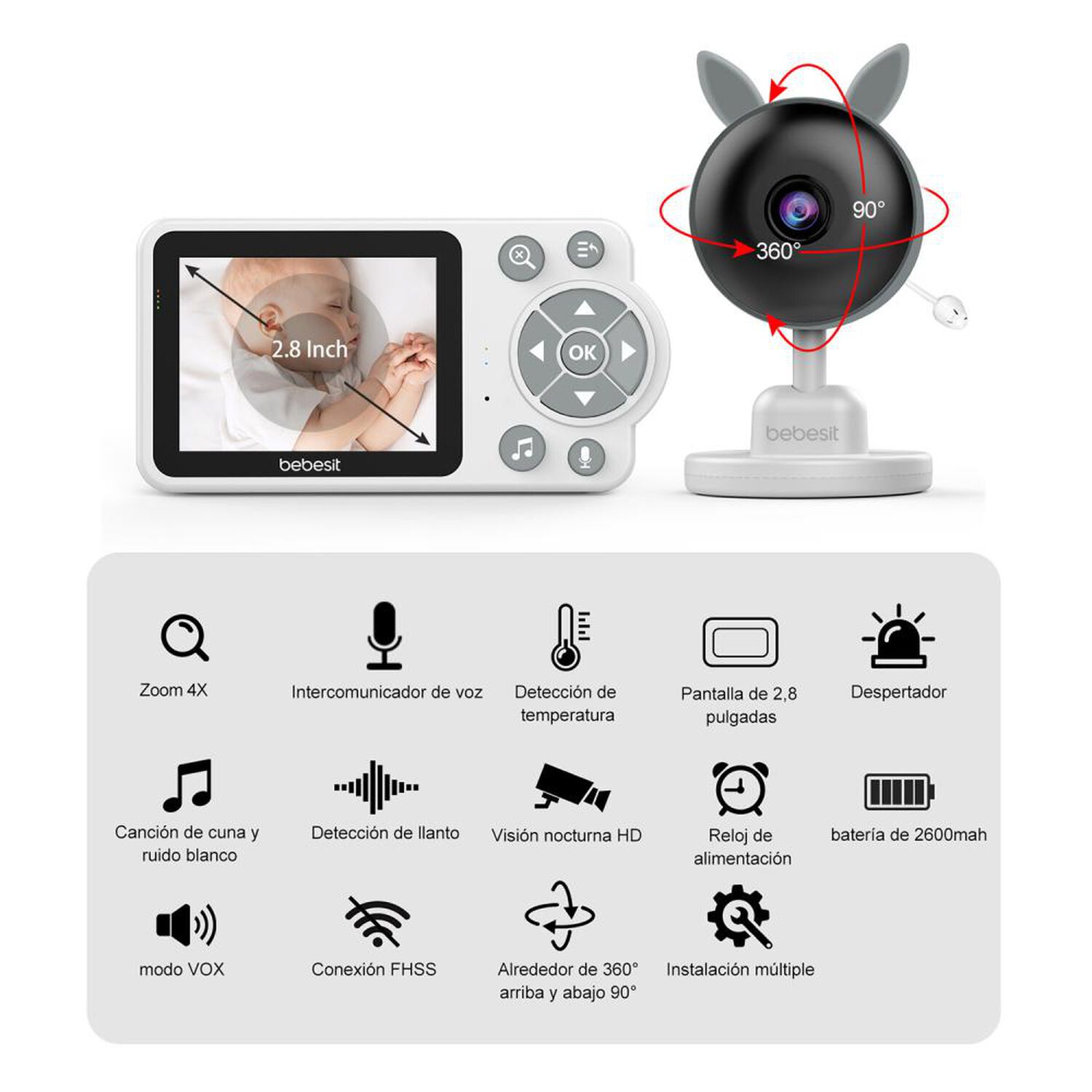 Monitor Camara Bebesit Smartguard 2.0 4X Zoom Con Ruido Blanco image number 4.0