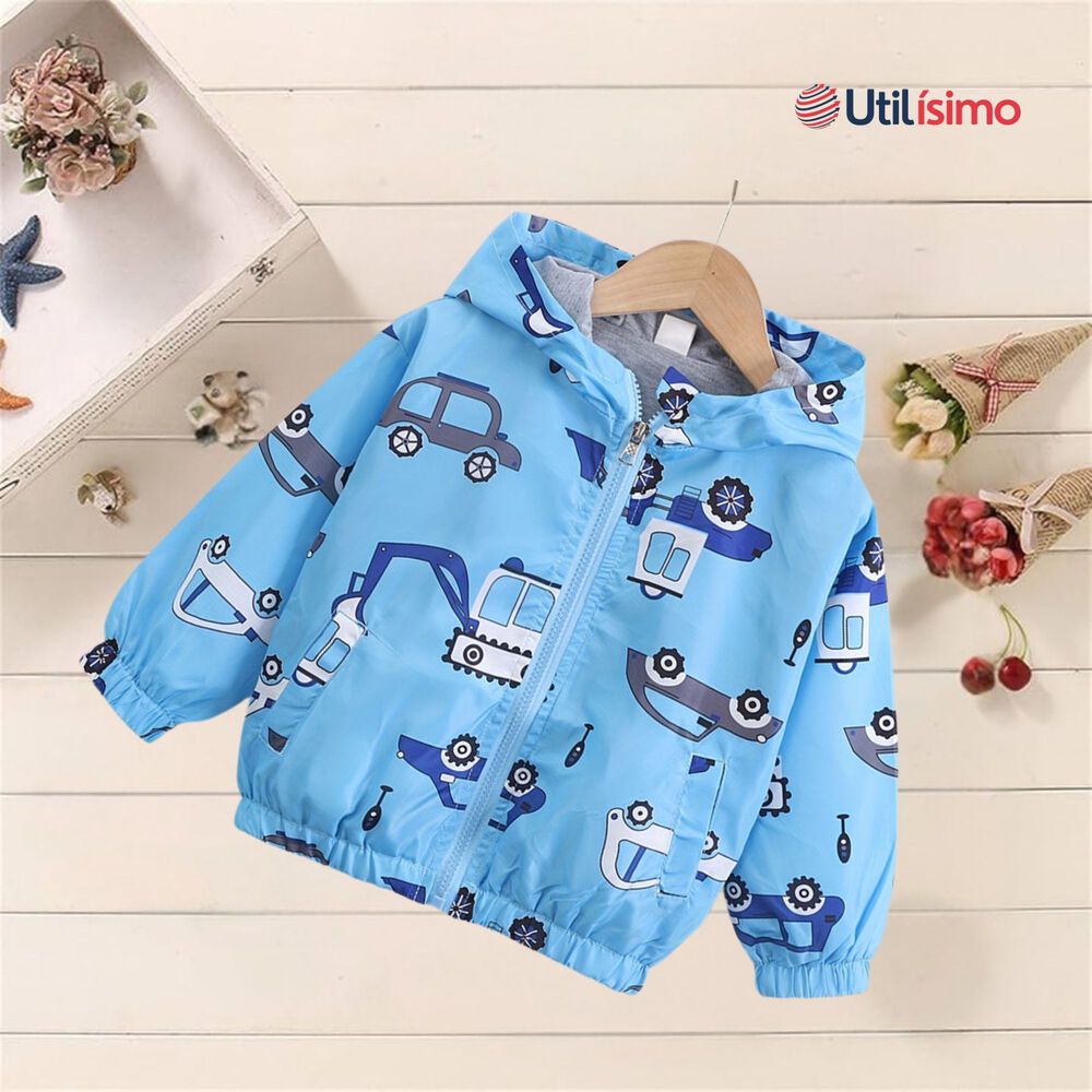 Cortaviento Impermeable Chaqueta Estampado Ni&ntilde;o Y Beb&eacute; Blue Cars image number 7.0