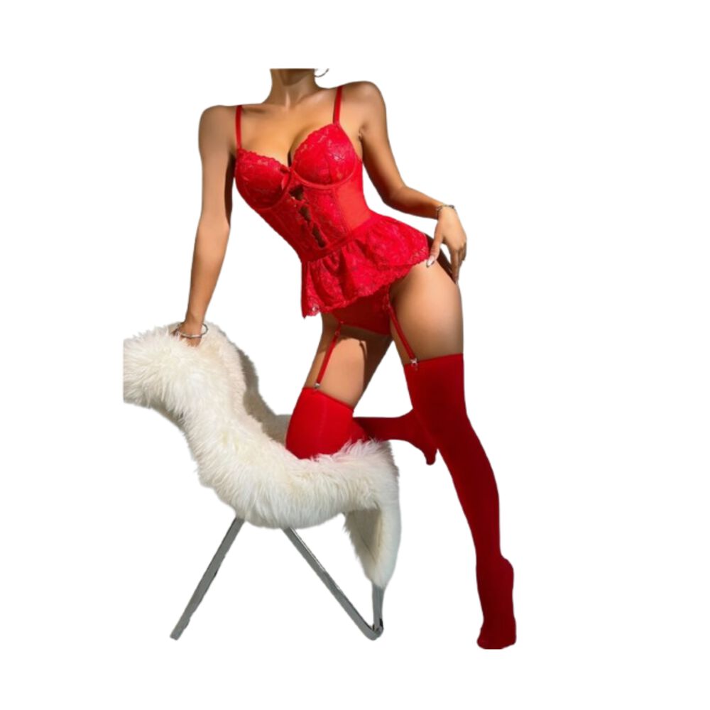 Lencería Encaje Vestido Lazo Abertura Con Aro image number 6.0