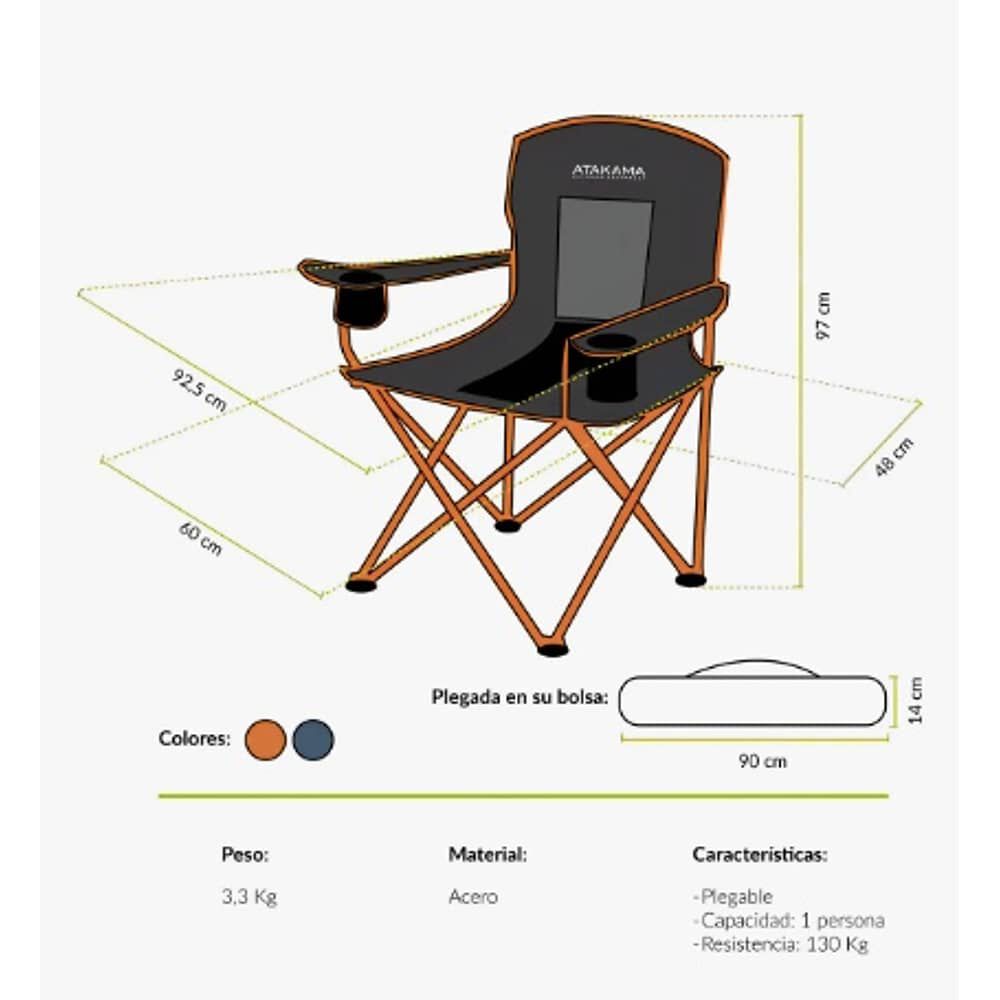 Silla Plegable De Camping Llaima Xl Atakama Outdoor Naranja image number 4.0