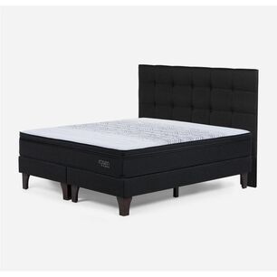 Cama Europea Rosen Tempo / King / Base Dividida + Respaldo Issey Grafito