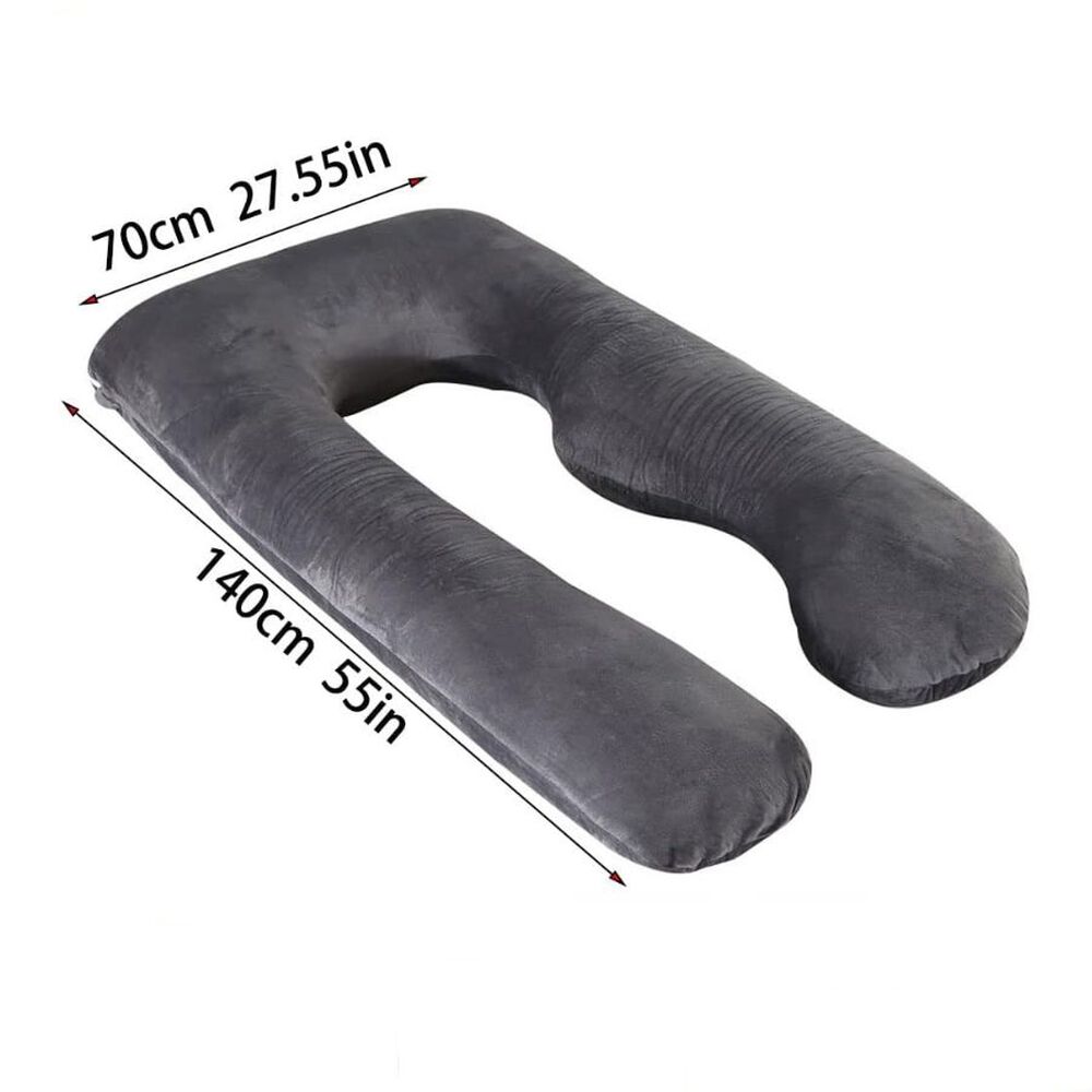 Coj&iacute;n Multifuncional Terciopelo Almohada De Maternidad Gris 140x70cm image number 1.0