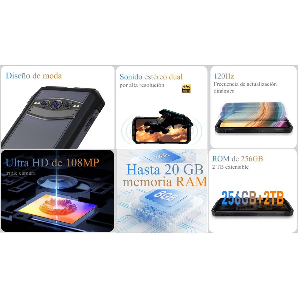 Celular Rugged Doogee V30t Resistente A Golpes, Polvo, Humedad Y Agua / C&aacute;mara Con Visi&oacute;n Nocturna, Carga R&aacute;pida 66.0w / Graba Videos En 4k image number 2.0