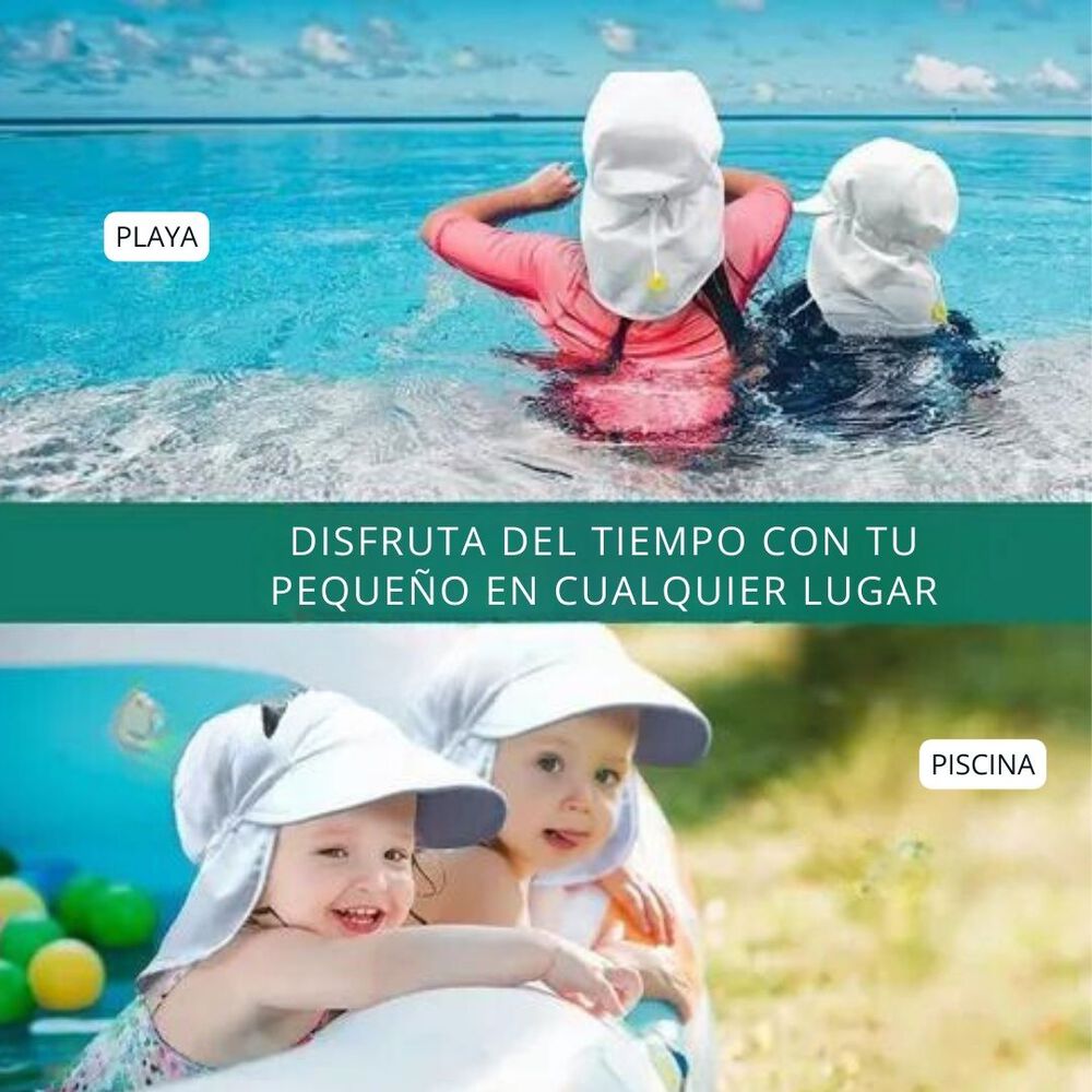 Gorro Para El Sol Con Solapas Protección Uv Niños De 1 A 10 Años Blanco Delfines image number 5.0