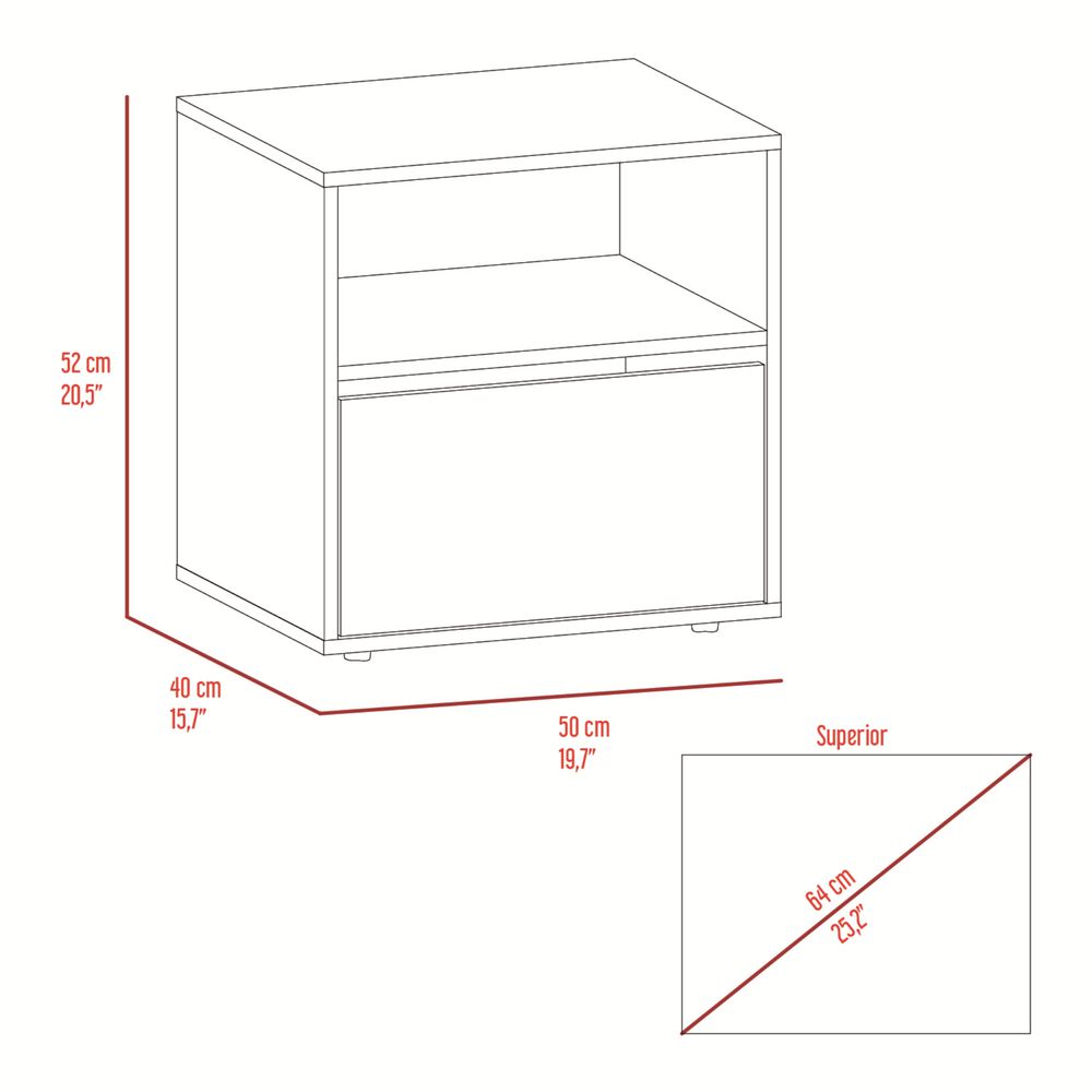 Velador 1 Cajon Melamina 52x50x40 Cm Café image number 8.0