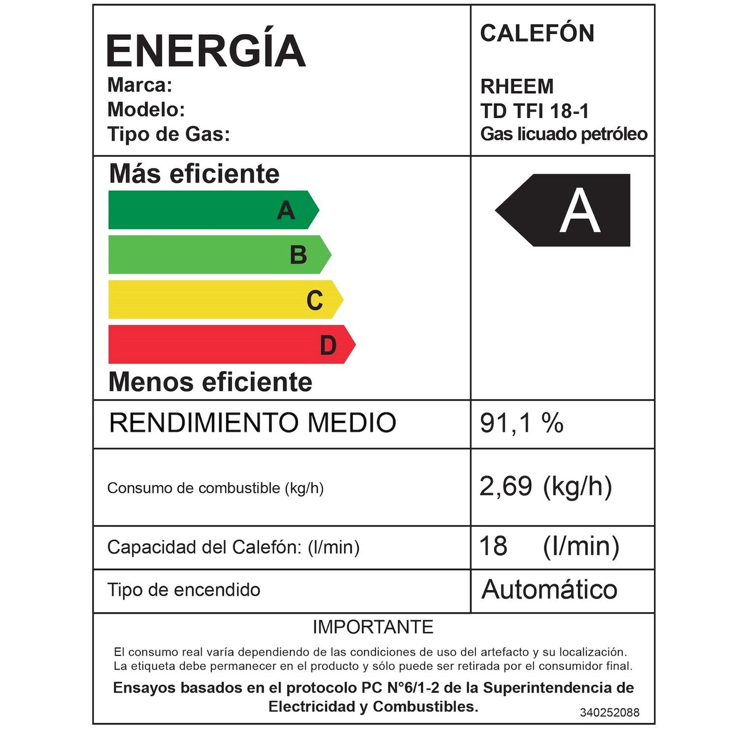 Pack Calefont Rheem 18l T. Forzado G. Licuado + Kit image number 4.0