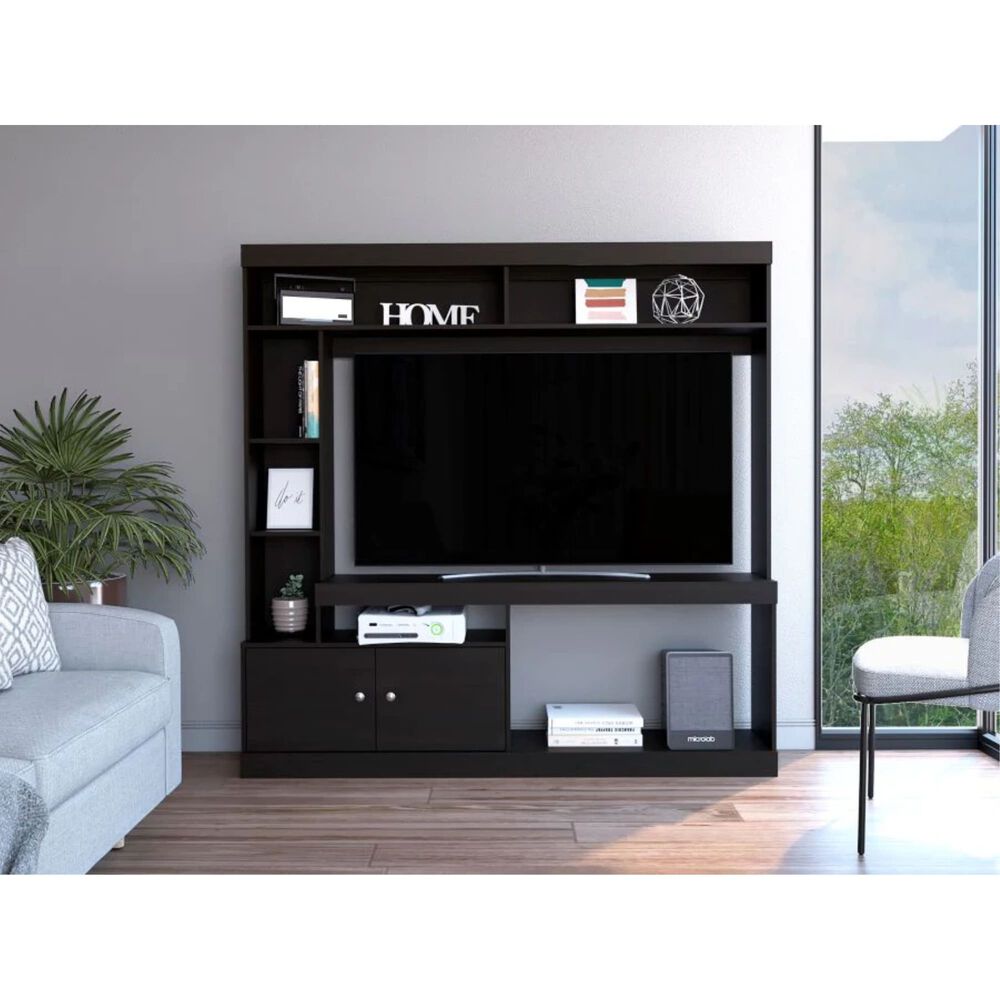 Estante Tv 55" Con 2 Puertas 7 Repisas Fm-003n - Negro image number 4.0