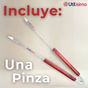 Pinzas Para Parrilla Y Cocina Acero Inoxidable Mango Madera