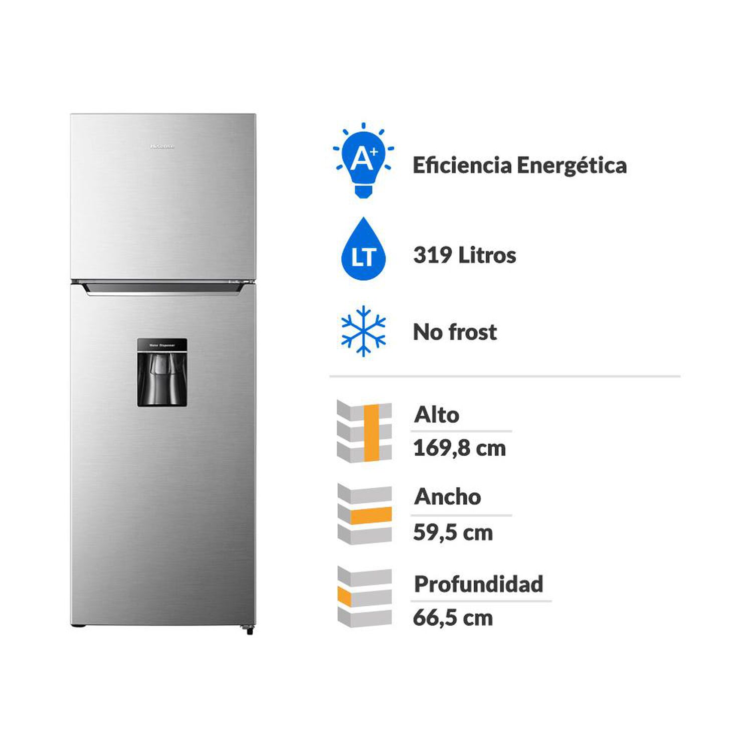 Refrigerador Top Freezer Hisense RD-43WRD / No Frost / 319 Litros / A+ image number 1.0