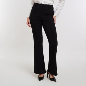 Pantalón Liso Abotonado Tiro Medio Flare Mujer Kimera